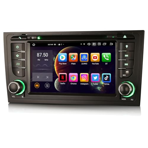 GONFEN 8 Núcleo 4GB+64GB Android 14 Radio Coche DAB+ Estéreo para Audi A6 S6 RS6 Allroad GPS Navegador Soporte Inalámbrico CarPlay Android Auto Wifi 4G USB Bluetooth 5.0 DSP DVD FM RDS Pantalla táctil