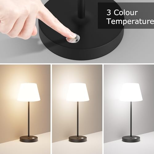 Coinmit 023 2 Pack Battery Operated Table Lamps, 6000Mah Cordless Battery Powered Desk Lamp, Modern Led Outdoor Waterproof Matte Black Acrylic Table Lamps thumb #2