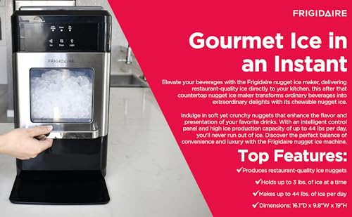 Frigidaire EFIC235-AMZ Countertop Crunchy Chewable Nugget Ice Maker, 44lbs per Day, Self Cleaning Function, 120 Volts - image 8