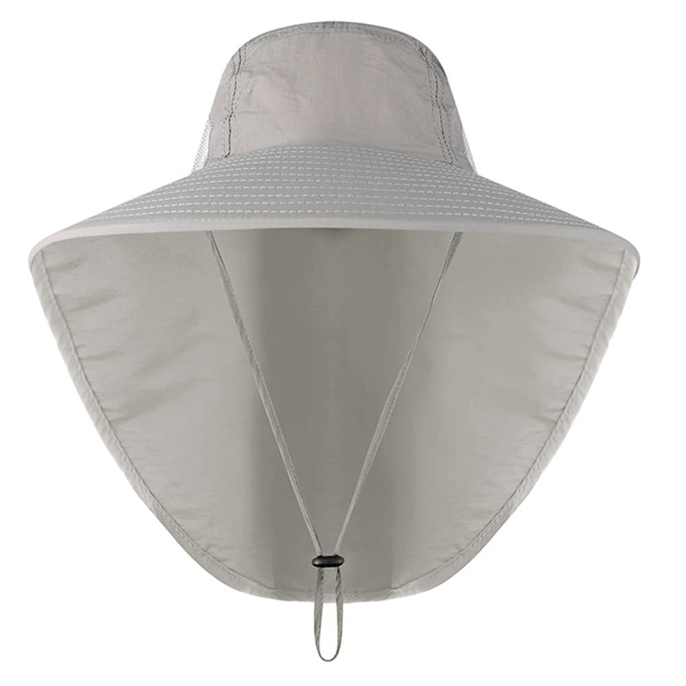 ExemabaWide Brim Sun Hat with Neck Flap, Adjustable Outdoor 50+UPF Protection Safari Cap Womens Mens Hiking Fishing Hat