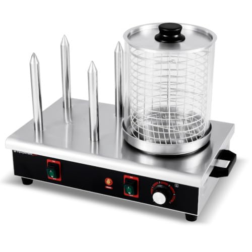 (HDW-4) -Appareil à hot dog en inox - 4 plots chauffants - Machine à Hot Dog Professionnelle (Puissance 650 Watts