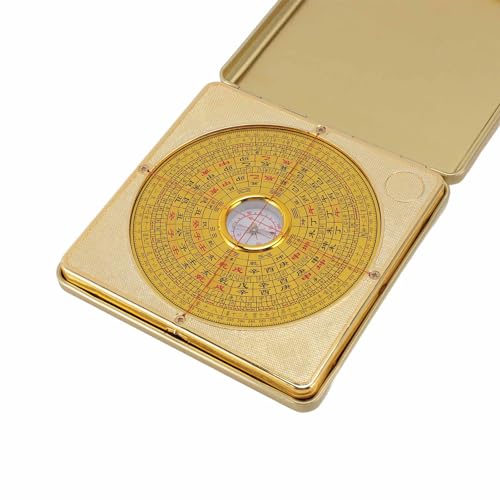 Brújula Feng Shui Luo Pan de hierro con tapa plegable miniatura 7