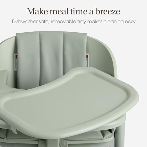 Image of Evolur Step and Savor Baby High Chair, Converts to Adult Stool, 5 Position Adjustable Height and Footrest Positions Portable High Chair, Removable Tray, Easy to Clean and Removable Cushion