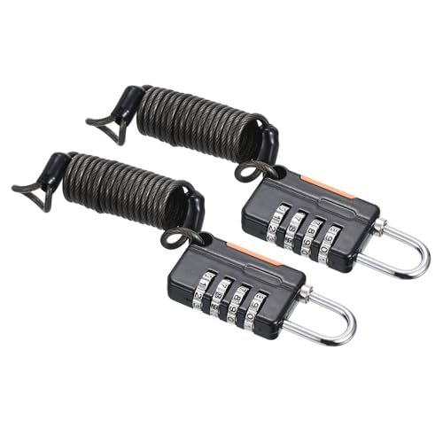 PATIKIL Paquete de 2 candados de combinación de 4 dígitos, candado para casco, candado de gimnasio, con alambre de acero de seguridad flexible de 3.28 pies, para casillero de bicicleta, equipaje de