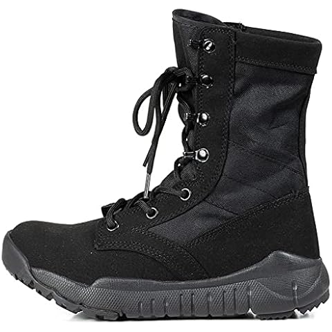 YUHAI Lace Up Military Boots Men, High Top Breathable Summer Tactical Boots Non-slip Wear-resistant Walking Boots,Black-41(UK 8) Cover