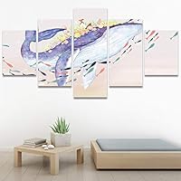 SIGNWIN 5 Panel Canvas Wall Art Modern Art Decorative Elements Fun Illustration Illustrations Kids Multicolor for Home Decorations Ready to Hang - 60