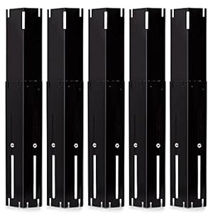 Universal Adjustable Grill Heat Plates/Heat Tents/Burner Covers/Heat Deflectors/BBQ Grill Heat Shields/Grill Cover Plates/Grill Diffuser for Gas Grill, Porcelain Steel Grill Replacement Parts (5-Pack)