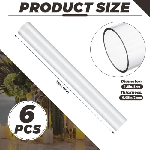 Image of LANIAKEA 6PCS Clear Polycarbonate Tube, 1.5 inch (40mm) Diameter Round DIY Plastic Tubing, 13 inch(330mm) Length Rigid Storage Tube,5 /64 inch (2mm) Wall