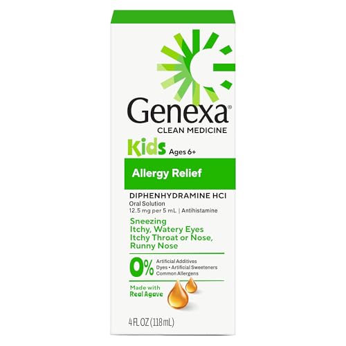 Genexa Kids Allergy Medicine | Clean Allergy Relief for Children | Diphenhydramine 4 fl oz | Treats Runny...