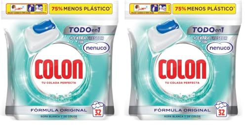 Colon Total Power Gel Caps Nenuco Detergente para Lavadora, Aroma Nenuco, Formato Cápsulas - 32 Dosis, El embalaje puede variar (Paquete de 2)