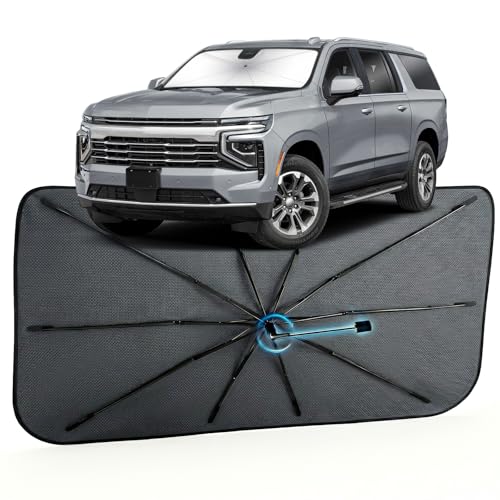 Image of Car Windshield Sun Shade for Chevrolet Suburban 2021-2026 -[Reflective Coated Fabric] Sunshade Umbrella for Front Window, Car Shades Sun Visor Keep Car Cool and Protects Interior, 1:1 Exact Fit