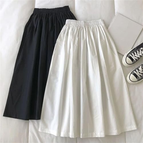 Women Skirts Female Vintage Solid Elastic High Waist Casual Maxi Skirts Long A-Line Skirts3