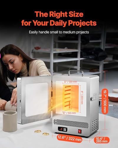 Image of VEVOR 1650W Programmable Electric Kiln, Digital Melting Furnace with Max Temperature 2192℉ /1200℃ for Lost-Wax Casting, Clay DIY, Metal Annealing, Ceramic Firing, PID Temp Control