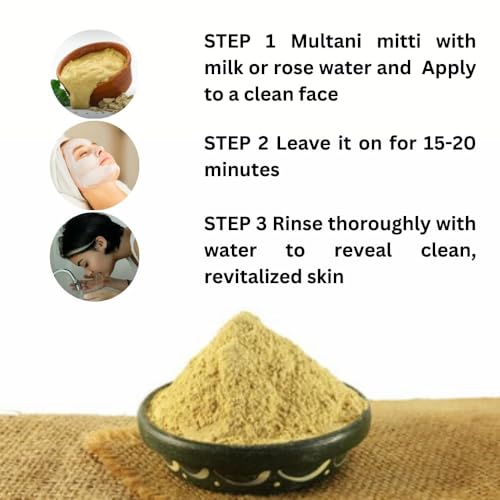 Image of 100% Natural Organic Multani Mitti Stone | 100% Pure Multani Mitti Stone (Fuller's Earth) Bentonite Clay for Face Pack And Hair Pack (250 g (Pack of 1))
