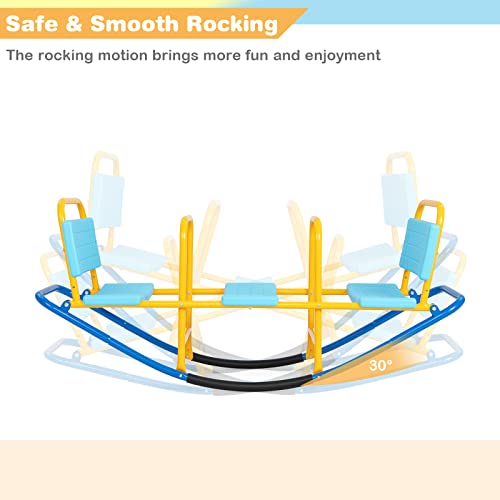 Honey Joy Kids Seesaw Teeter Totter, 3-Person Heavy Duty Metal Playground Equipment For Backyard, Indoor Outdoor Rocking Fun For Toddlers Boys Girls Age 3-8, Teeter Totter For Kids Outdoor(Blue) #TOP1