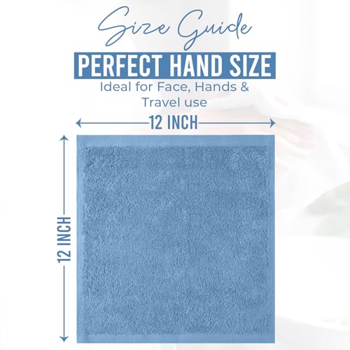 Image of DAN RIVER 24 Pack Wash Cloths for Showering [12x12] - 100% Cotton Washcloths Premium Quality Flannel Face Cloths for Bathroom, Highly Absorbent and Soft Feel Wash Clothes, M Blue