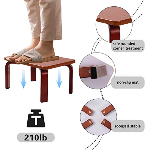 Houchics Wooden Step Stool Kids 2Pack, Step Stool For Toddler Potty Training,Wood Stool For Nursery Kitchen Toilet, Sturdy 210 Lbs Capability, With Safety Non-Slip Pad, Children&Adults(Walnut) #TOP5