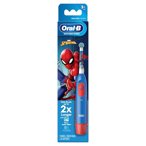 Oral-B Kids Battery Toothbrush Featuring Marvels Spiderman Soft Bristles Replaceable Brush Head for Kids 3+ 2 Minute Timer DB 5.510.1 K