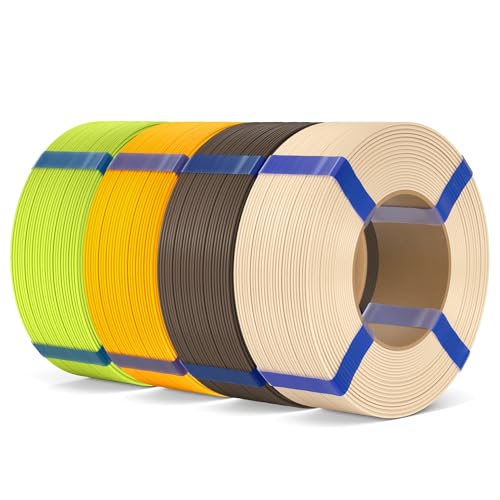 Image of ELEGOO PLA Basic Refill Filament 1.75mm Bundle 4KG, 3D Printer Filament No Spool for Reusable Spool Refilling, 4pcs 1kg Spool(2.2lbs) Sunflower Yellow /Apple Green /Beige /Cocoa Brown