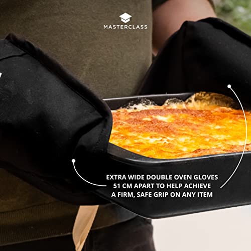 MasterClass Oven Gloves, Heat Resistant, Duble-Sided, Heavy-Duty Cotton, Black - Image 5
