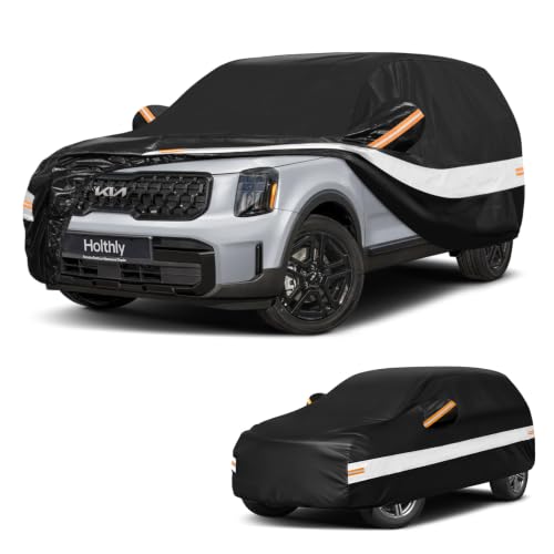 Image of 10 Layers SUV Car Cover Custom Fit for Kia Telluride (2016-2026), Waterproof All Weather for Automobiles, Outdoor Full Cover Sun Dust Rain Protection with Cotton. Black