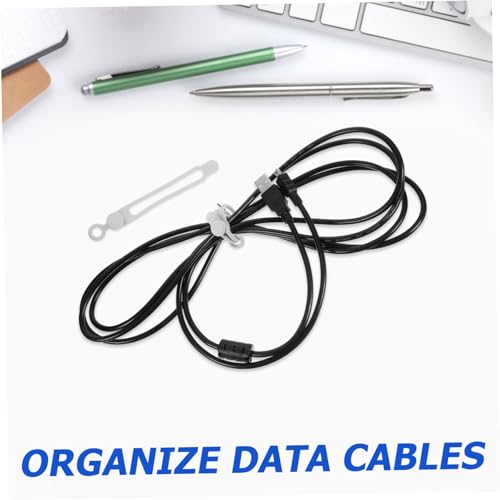 Homoyoyo 10pcs bridas de silicona reutilizables para gestión de cables bajo escritorio organizadores de cable gris miniatura 2