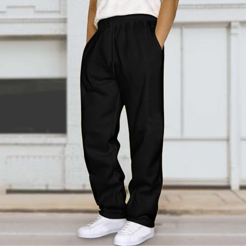 Mens Sweatpants Open Elastic Bottom Baggy Joggers Thick Fleece Casual Pants Workout Athletic Running Pant with Pocket3