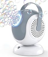 Seifenblasenmaschine Automatische, Bubble Machine 18000+ Bubbles/Min mit 300ml Seifenblasenwasser, Automatische Rotation & RGB Lichter, 75°/360° Drehbar für Kinder/Haustier/Hochzeit/Party/Geschenk