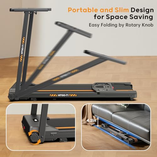 Image of HitGo Walking Pad for Home Office, 2026 Under Desk Treadmill with App, Remote, LED Display, Portable Small Design with Optional Incline or Foldable Handle