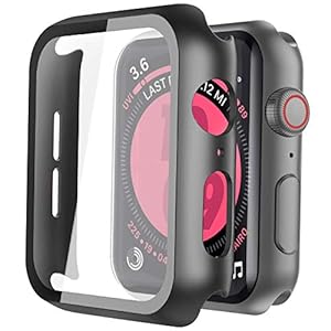 Piuellia 2 Pack Black Hard Case for Apple Watch SE3/SE2/SE/Series 6/Series 5/Series 4 (40mm), Screen Protector Ultra-Thin Overall Protective PC Cover for iWatch