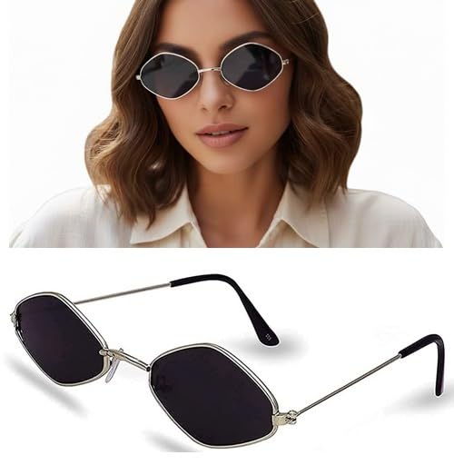 Image of Sheomy Unisex combo offer pack of 2 shades Unisex Fashion Sunglasses Set, 2 Pairs, Metal Frame, Black and Silver - Combo2-203