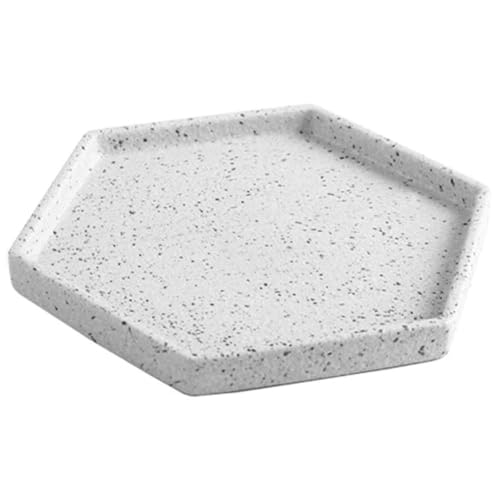 セラミック トレー 陶器 お盆 おぼん テラゾー柄 大理石模様 マーブル 石模様 石目調 モノトーン 円形 長方形 六角形 サークル レクタングル ヘキサゴン (六角形)