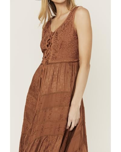 Image of Scully Ash Grey Full Length Lace-Up Front Womens Sleeveless Dress HC118
