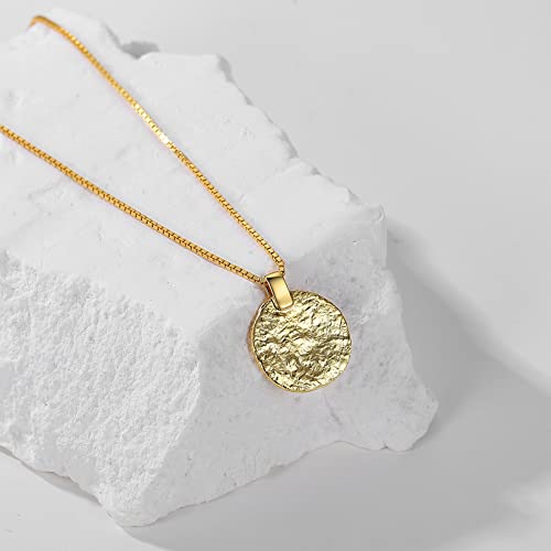 18K Gold Plated Coin Pendant Necklace for Women, S925 Sterling Silver Medallion Necklace, Chunky Layered Coin Necklace4