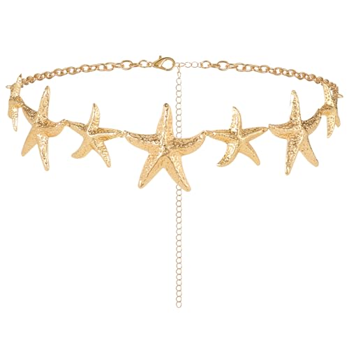 Nogeqi Starfish Waist Chains for Women Gold Mermaid Belly Chain Shell Belt for Women Girls Mermaid Costume Outfit Beach Dress Accessories