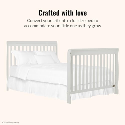 Image of Dream On Me Universal Crib to Full Size Bed Conversion Kit, Solid Wood Bed Rails for Select Convertible Cribs, Strong & Stable Support, Grey