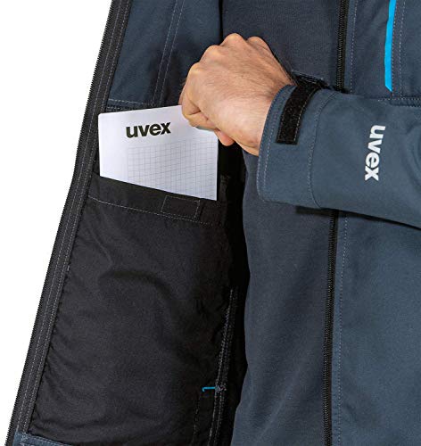 Uvex Tune-up - Chaqueta de Trabajo Softshell, con Dos Bolsillos en el Pecho y Dos Paquetes Laterales - Transpirable y Repelente al Agua para Hombre Azul 4XL