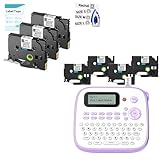 Vixic Label Maker, D210S Label Maker Machine with 4 Laminated Tapes and 3 Fabric Iron-on Clothing Label Tapes