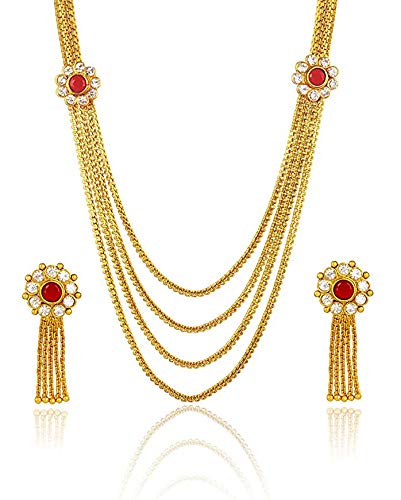 Gold Plated Diamond Red \u0026 Green Stone 