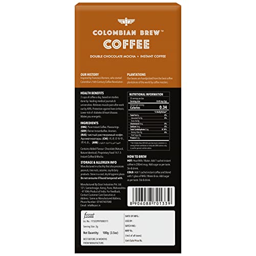 Image of Colombian Brew Double Chocolate Mocha Instant Coffee Powder, No Sugar, 100g Buy 2 Get 1 Free