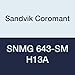Sandvik Coromant, SNMG 643-SM H13A, T-Max P Insert for Turning, Carbide, Square, Neutral Cut, H13A Grade, Uncoated (Pack of 10)