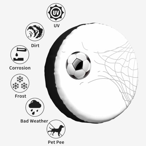Image of Football Spare Tire Cover Football Passing Through Net Isolated Polyester Universal Wheel Tire Cover for Trailer Camping Weatherproof for Rv SUV Truck Camper Travel 15 inch