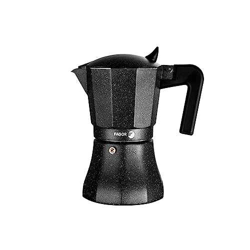 Fagor - Cafetera Italiana Aluminio 6 Tazas Café, Junta Silicona, Vitrocerámica, Gas, Eléctrica Negro En Oferta Fagor Tiramisú Cafetera Italiana Aluminio, Express, 6 Tazas Café, Apta Para Cocinas, Vitrocerámica, Gas, Eléctrica, Junta De Silicona Gran Durabilidad