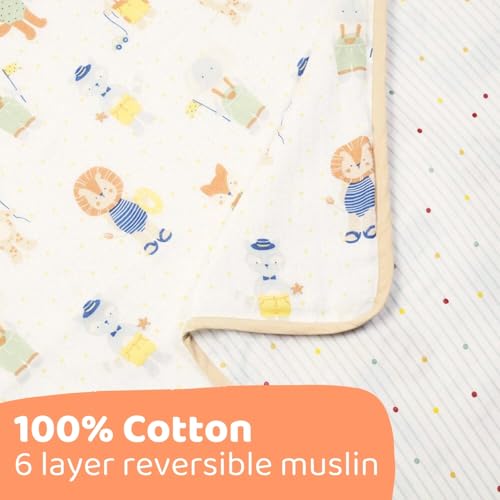 Image of haus & kinder Muslin Blanket for New Born Baby, Soft Breathable Baby Blankets Newborn, Baby Blanket for 0-2 Years, Cozy Baby Blanket, New Born Baby Essentials | Jungle Party