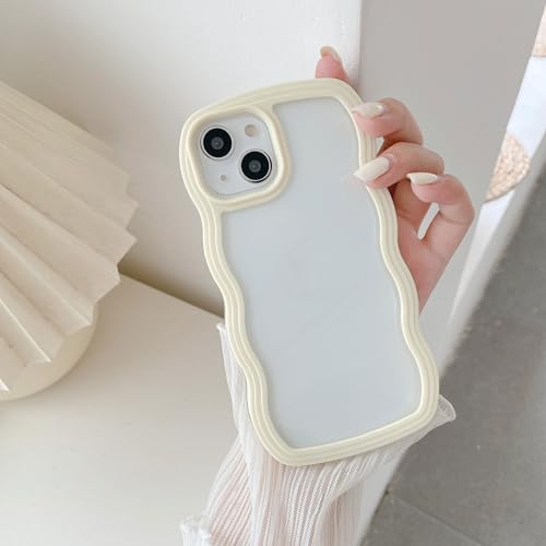 QLTYPRI Cover Ondulata per iPhone 15 Custodia Trasparente, Giallo