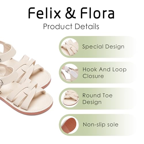 Image of Felix & Flora Toddler Girl Sandals - Little Girl Easter Dress Shoes Lightweight Open Toe Beach Holiday Flats