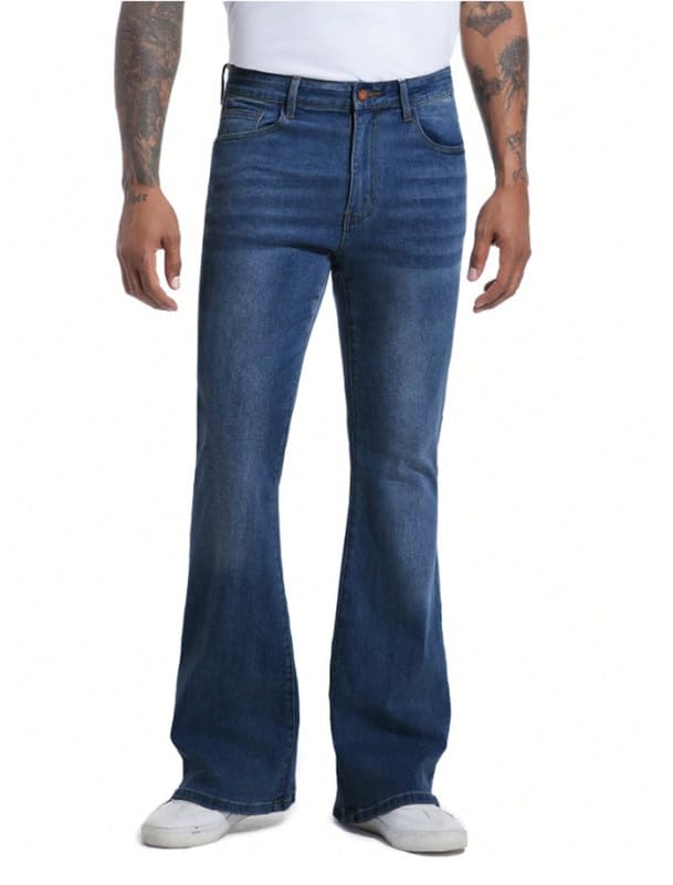 Image of Ben Martin Men's Bootcut Bell Bottom Jeans || Flared Denim Jean for Men || Stretchable Mid Rise Cotton Pants || Retro Style Casual Wear Bootcut' Denim' Jeans;