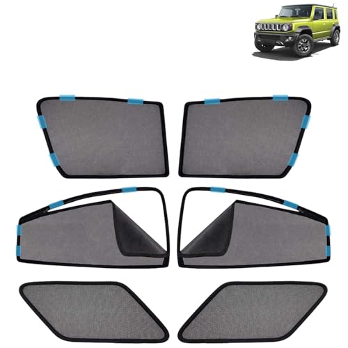 Image of KINGSWAY Car Sun Shade Curtains Only Compatible with Maruti Suzuki Jimny (2023 Onwards) | Front Window in Half Cut and Rear in Zipper (Magnetic) | UV & Heat Protection | Pack of 6 Pcs