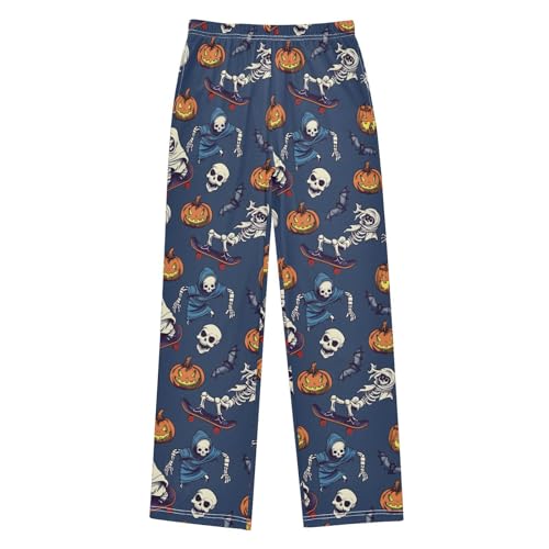 Pajama Pants Halloween Skeletons Funny Pumpkins PJ Bottoms Sleepwear Lounge Sleep Pant with Pockets