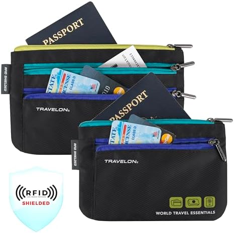 Travelon World Travel Essentials Set of 2 Currency and Passport Organizers 1